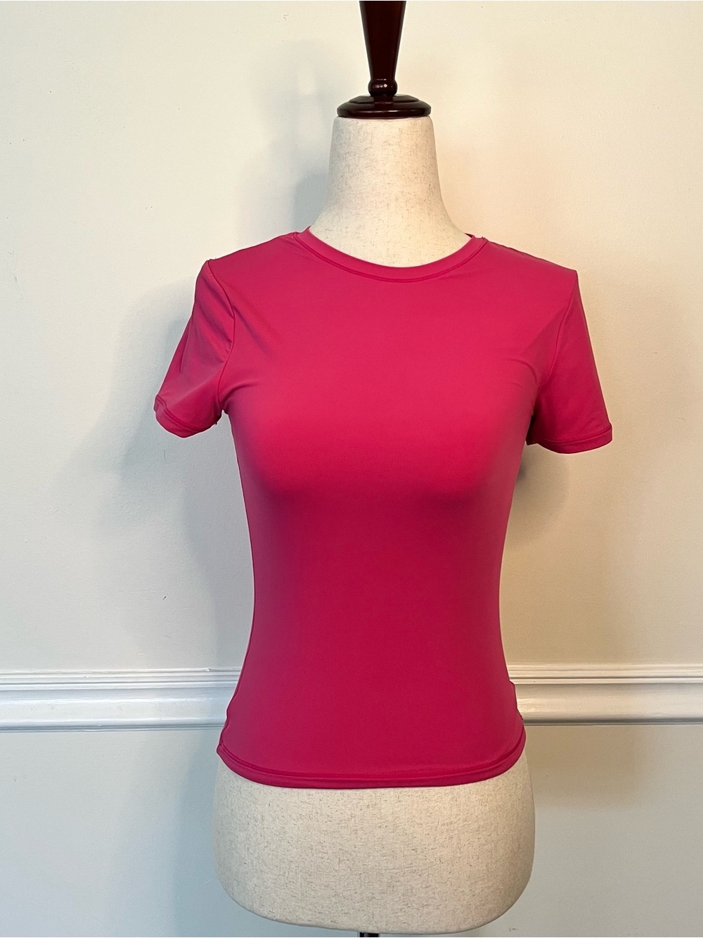 Pink Double Lined Fitted Crew neck tee